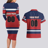 Custom USA 2025 Ringette Couples Matching Long Sleeve Bodycon Dress and Hawaiian Shirt Go Champion Team Ringette USA