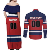 Custom USA 2025 Ringette Couples Matching Off Shoulder Maxi Dress and Long Sleeve Button Shirt Go Champion Team Ringette USA