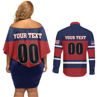 Custom USA 2025 Ringette Couples Matching Off Shoulder Short Dress and Long Sleeve Button Shirt Go Champion Team Ringette USA