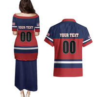 Custom USA 2025 Ringette Couples Matching Puletasi and Hawaiian Shirt Go Champion Team Ringette USA