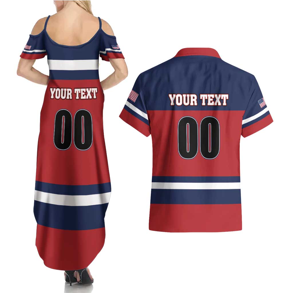 Custom USA 2025 Ringette Couples Matching Summer Maxi Dress and Hawaiian Shirt Go Champion Team Ringette USA