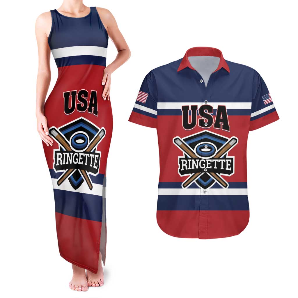 Custom USA 2025 Ringette Couples Matching Tank Maxi Dress and Hawaiian Shirt Go Champion Team Ringette USA