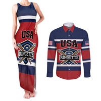 Custom USA 2025 Ringette Couples Matching Tank Maxi Dress and Long Sleeve Button Shirt Go Champion Team Ringette USA
