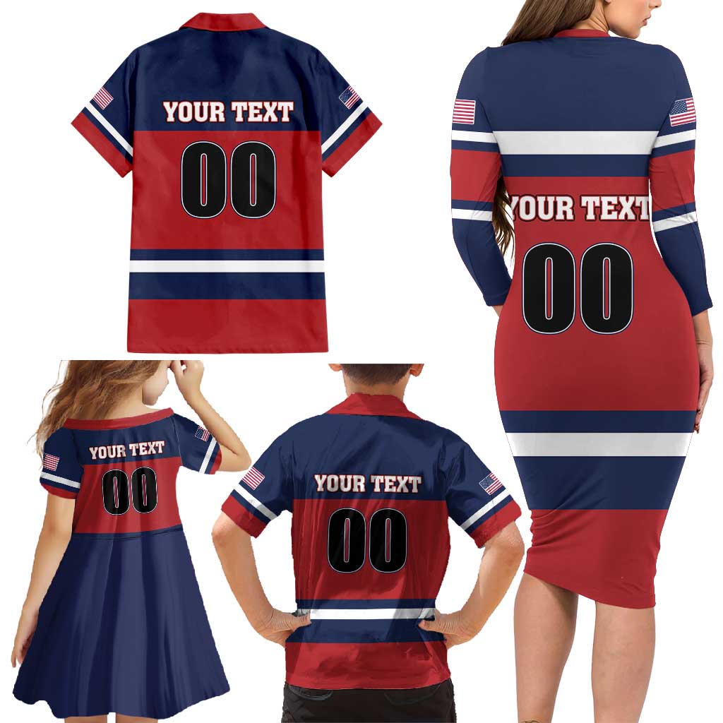 Custom USA 2025 Ringette Family Matching Long Sleeve Bodycon Dress and Hawaiian Shirt Go Champion Team Ringette USA