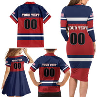 Custom USA 2025 Ringette Family Matching Long Sleeve Bodycon Dress and Hawaiian Shirt Go Champion Team Ringette USA