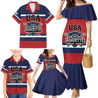 Custom USA 2025 Ringette Family Matching Mermaid Dress and Hawaiian Shirt Go Champion Team Ringette USA