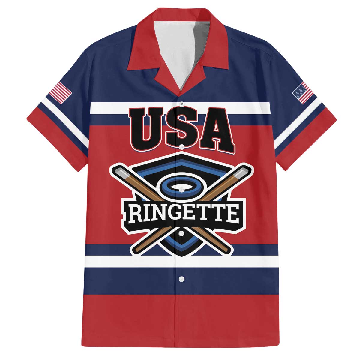 Custom USA 2025 Ringette Family Matching Off The Shoulder Long Sleeve Dress and Hawaiian Shirt Go Champion Team Ringette USA