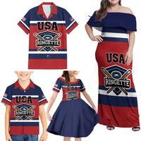 Custom USA 2025 Ringette Family Matching Off Shoulder Maxi Dress and Hawaiian Shirt Go Champion Team Ringette USA