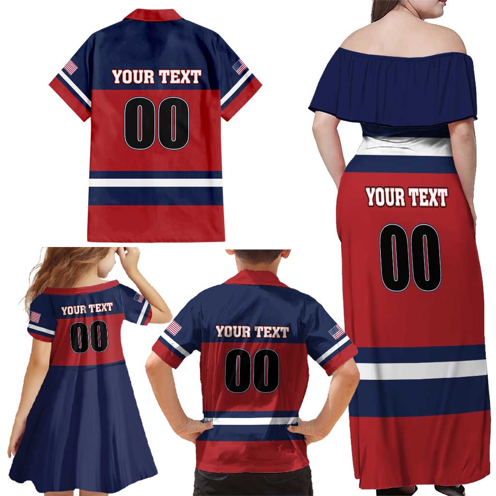 Custom USA 2025 Ringette Family Matching Off Shoulder Maxi Dress and Hawaiian Shirt Go Champion Team Ringette USA