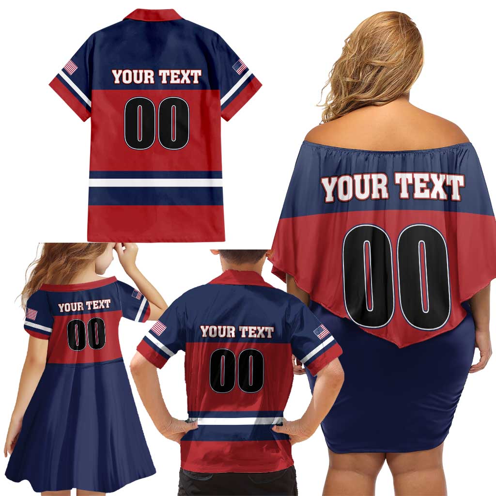 Custom USA 2025 Ringette Family Matching Off Shoulder Short Dress and Hawaiian Shirt Go Champion Team Ringette USA