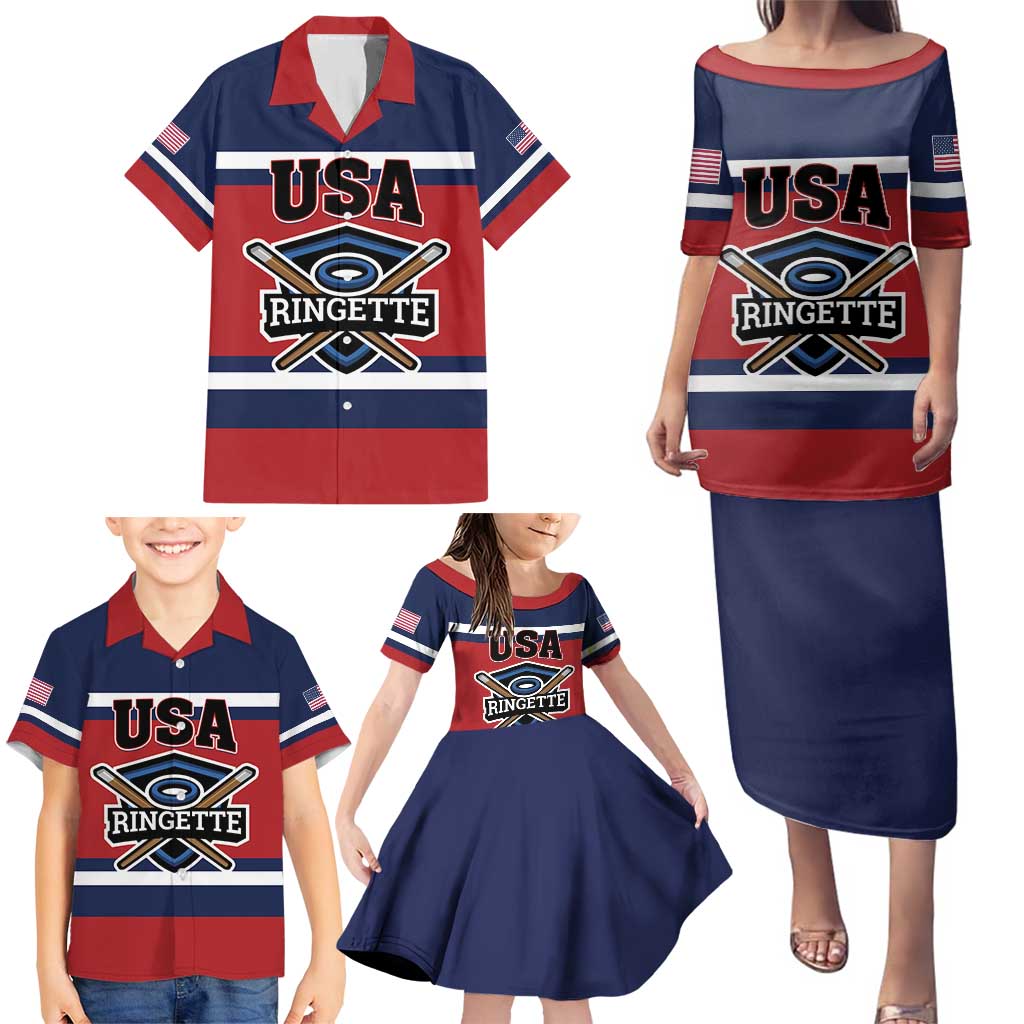 Custom USA 2025 Ringette Family Matching Puletasi and Hawaiian Shirt Go Champion Team Ringette USA