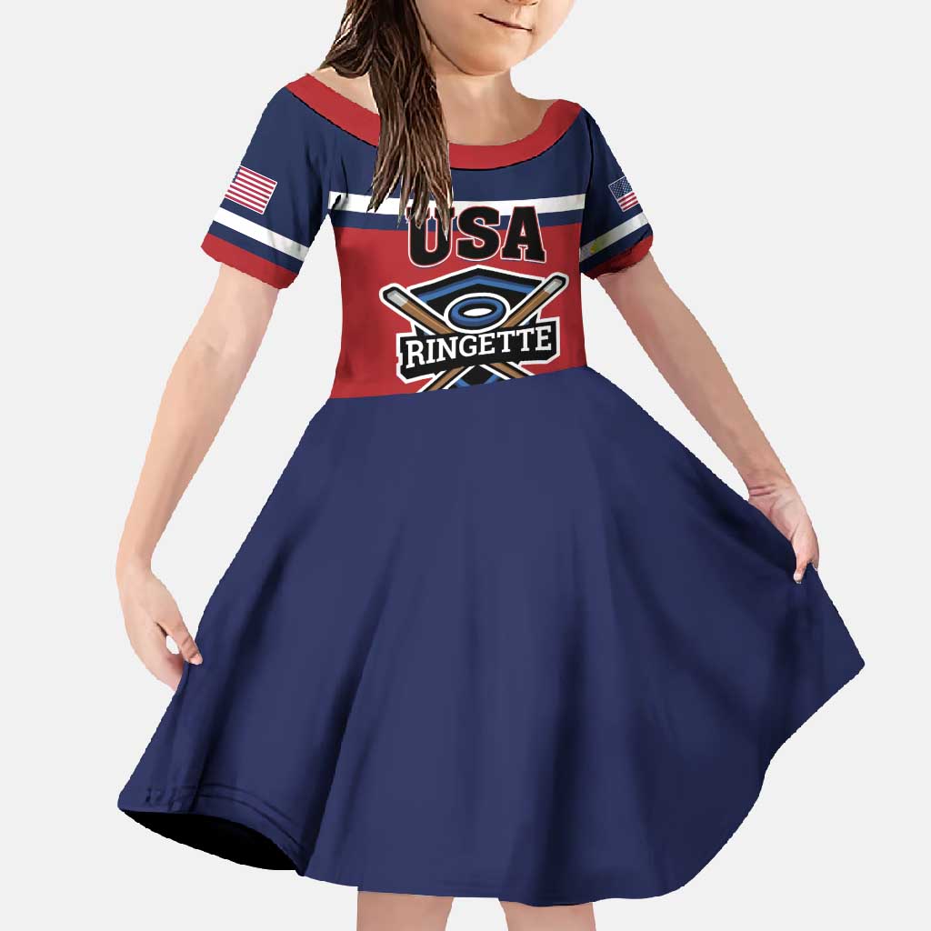 Custom USA 2025 Ringette Family Matching Short Sleeve Bodycon Dress and Hawaiian Shirt Go Champion Team Ringette USA