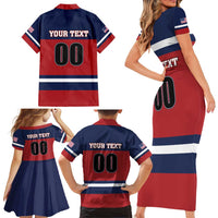 Custom USA 2025 Ringette Family Matching Short Sleeve Bodycon Dress and Hawaiian Shirt Go Champion Team Ringette USA