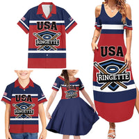 Custom USA 2025 Ringette Family Matching Summer Maxi Dress and Hawaiian Shirt Go Champion Team Ringette USA