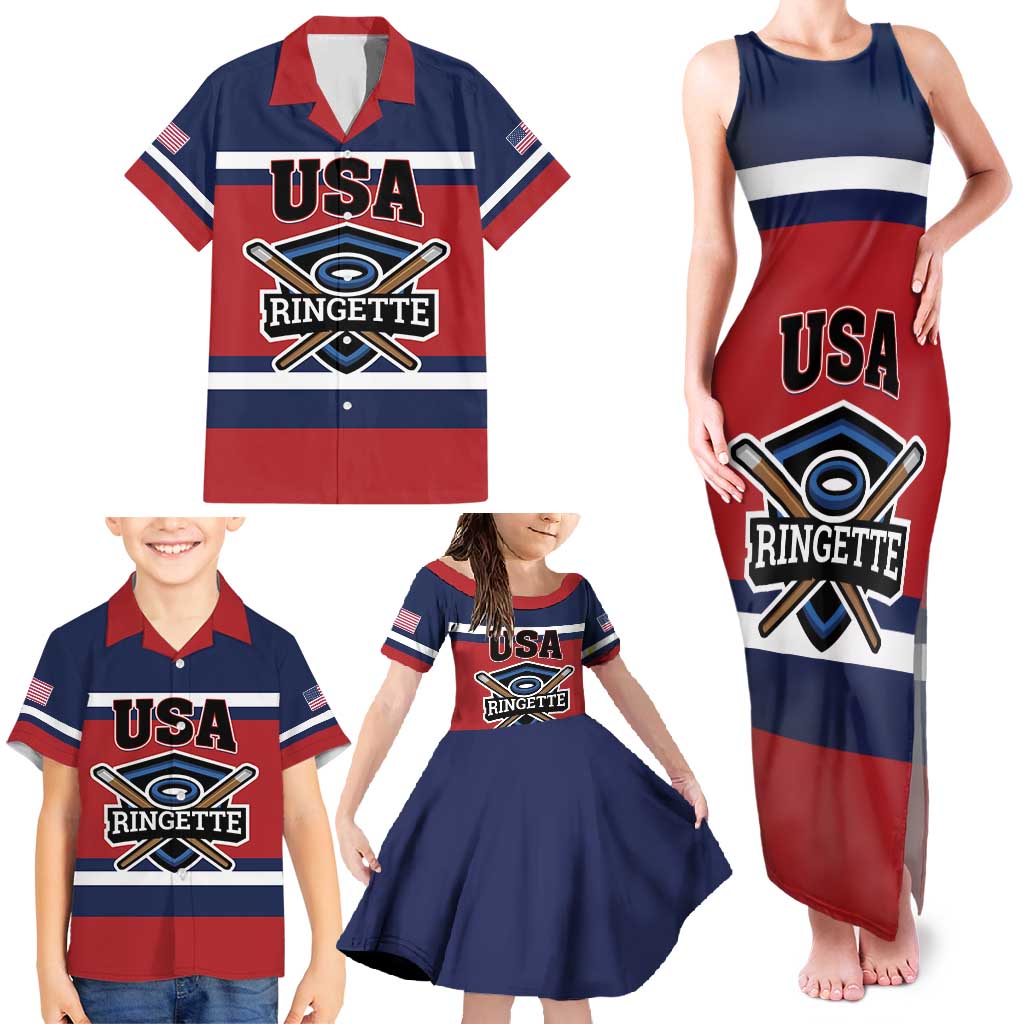 Custom USA 2025 Ringette Family Matching Tank Maxi Dress and Hawaiian Shirt Go Champion Team Ringette USA