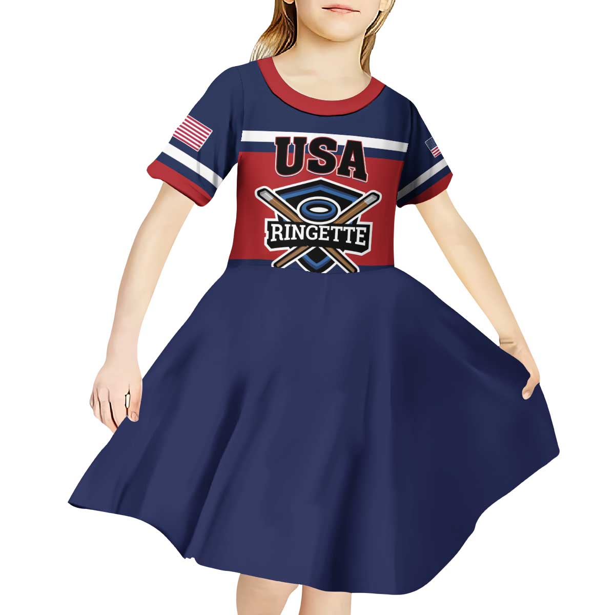 Custom USA 2025 Ringette Kid Short Sleeve Dress Go Champion Team Ringette USA