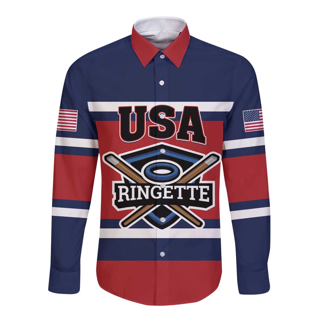 Custom USA 2025 Ringette Long Sleeve Button Shirt Go Champion Team Ringette USA