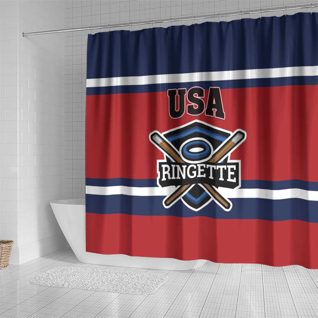 USA 2025 Ringette Shower Curtain Go Champion Team Ringette USA