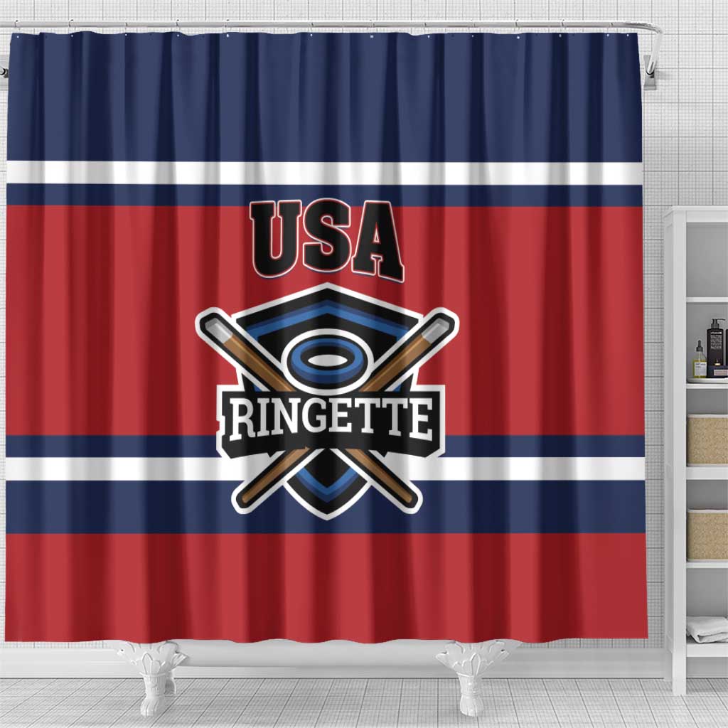 USA 2025 Ringette Shower Curtain Go Champion Team Ringette USA