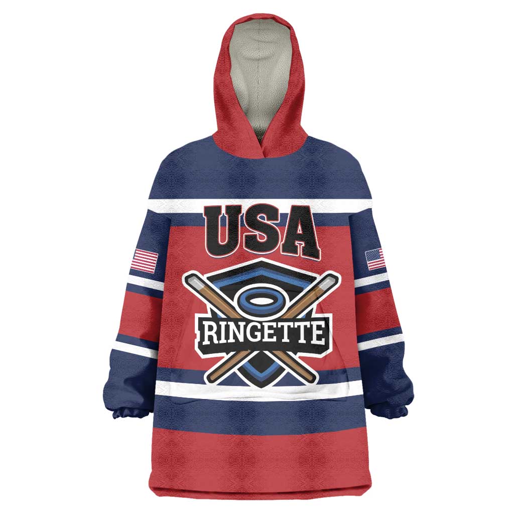 Custom USA 2025 Ringette Wearable Blanket Hoodie Go Champion Team Ringette USA