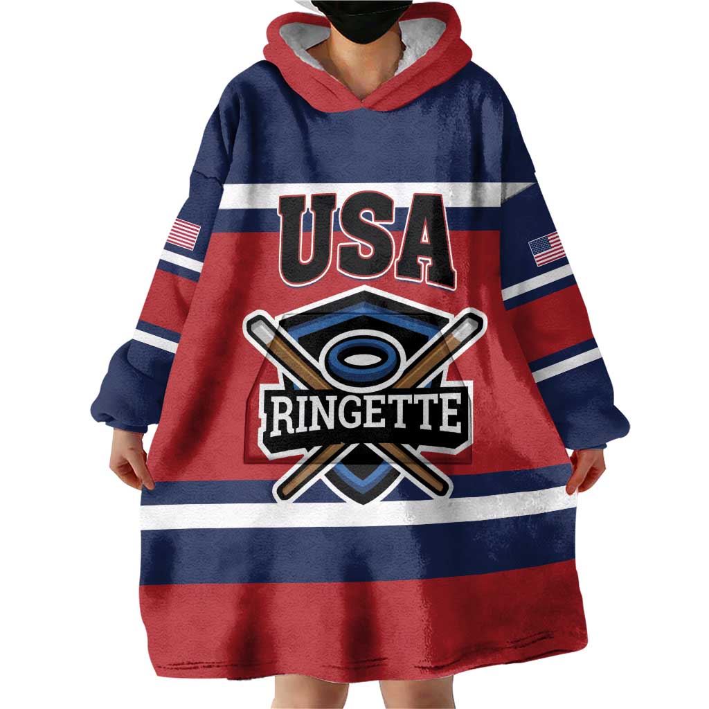 Custom USA 2025 Ringette Wearable Blanket Hoodie Go Champion Team Ringette USA