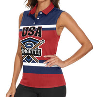 Custom USA 2025 Ringette Women Sleeveless Polo Shirt Go Champion Team Ringette USA