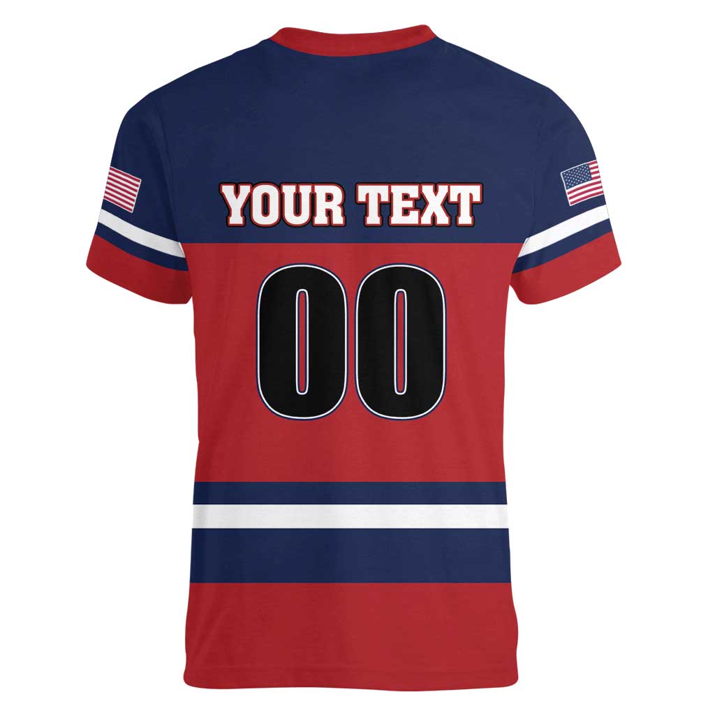 Custom USA 2025 Ringette Women V-Neck T-Shirt Go Champion Team Ringette USA