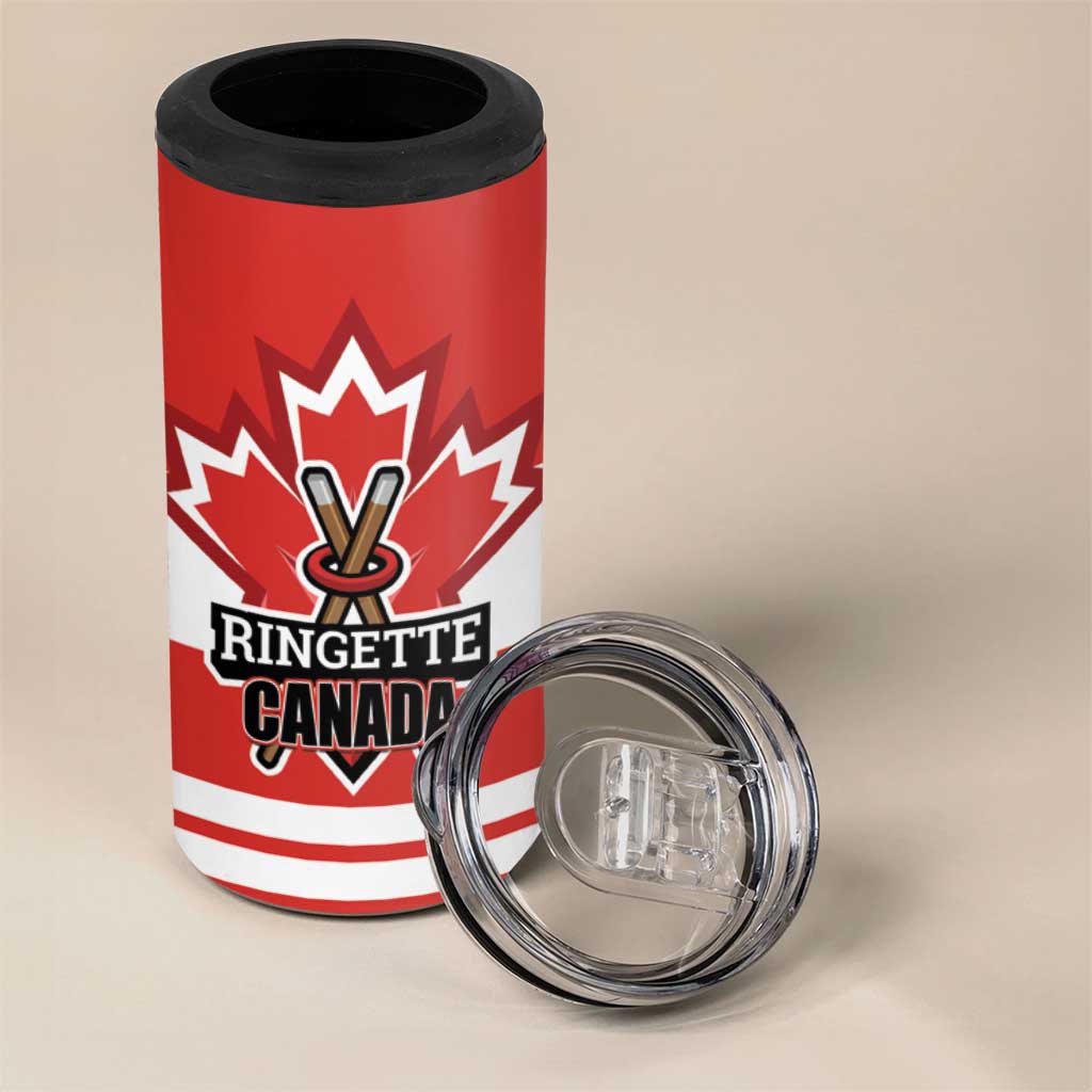 Custom Canada Ringuette 4 in 1 Can Cooler Tumbler Team Canada Dominates The Game