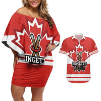 Custom Canada Ringuette Couples Matching Off Shoulder Short Dress and Hawaiian Shirt Team Canada Dominates The Game