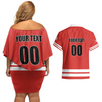 Custom Canada Ringuette Couples Matching Off Shoulder Short Dress and Hawaiian Shirt Team Canada Dominates The Game