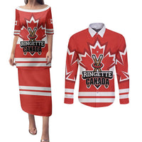 Custom Canada Ringuette Couples Matching Puletasi and Long Sleeve Button Shirt Team Canada Dominates The Game