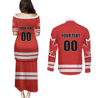 Custom Canada Ringuette Couples Matching Puletasi and Long Sleeve Button Shirt Team Canada Dominates The Game