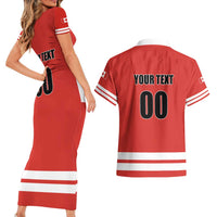 Custom Canada Ringuette Couples Matching Short Sleeve Bodycon Dress and Hawaiian Shirt Team Canada Dominates The Game