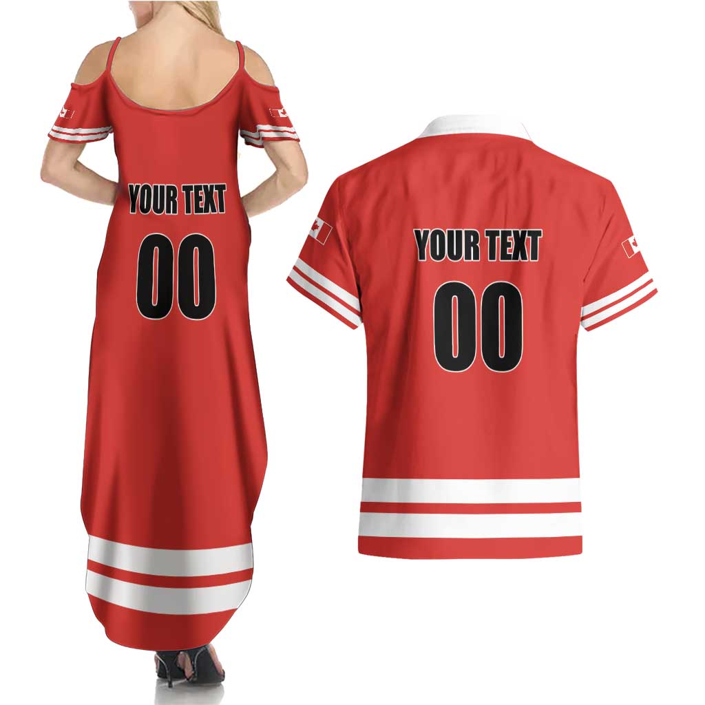 Custom Canada Ringuette Couples Matching Summer Maxi Dress and Hawaiian Shirt Team Canada Dominates The Game
