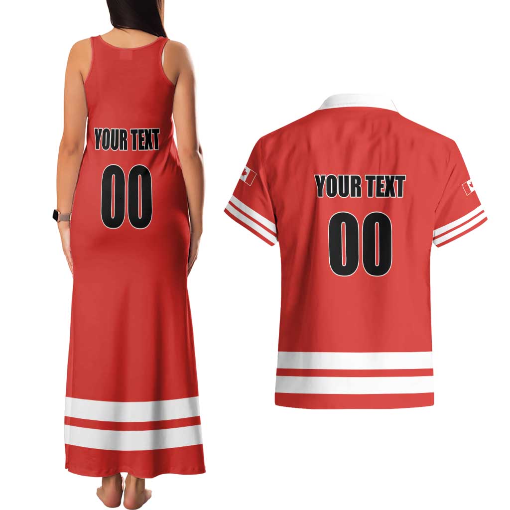 Custom Canada Ringuette Couples Matching Tank Maxi Dress and Hawaiian Shirt Team Canada Dominates The Game