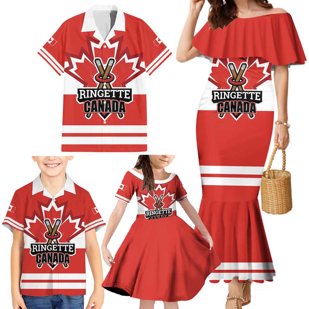 Custom Canada Ringuette Family Matching Mermaid Dress and Hawaiian Shirt Team Canada Dominates The Game