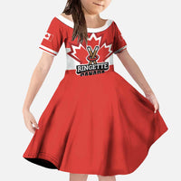 Custom Canada Ringuette Family Matching Off The Shoulder Long Sleeve Dress and Hawaiian Shirt Team Canada Dominates The Game