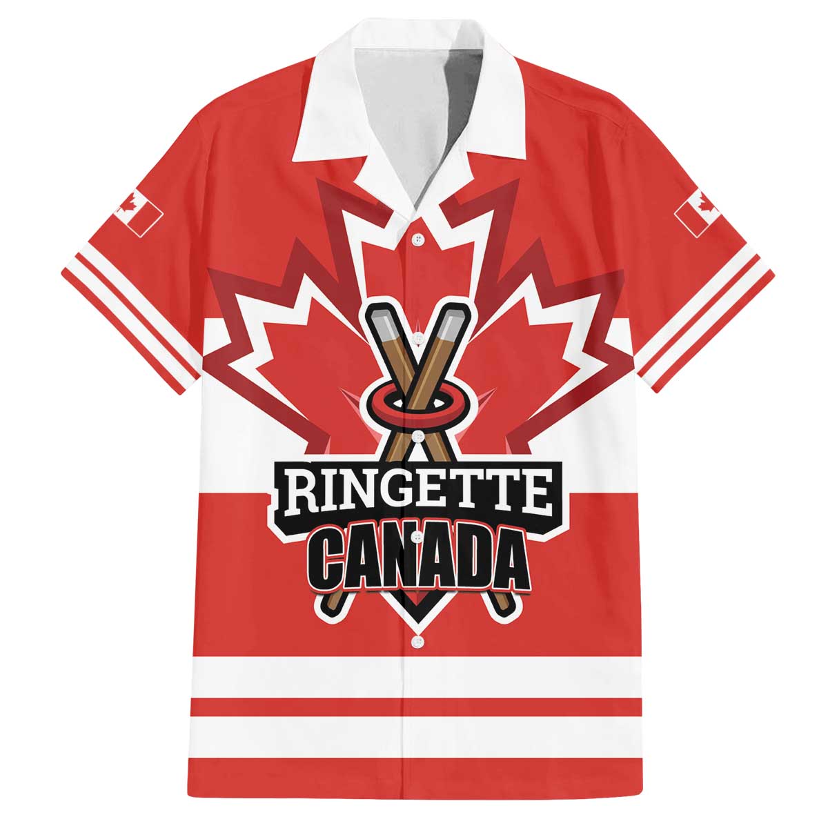 Custom Canada Ringuette Family Matching Off The Shoulder Long Sleeve Dress and Hawaiian Shirt Team Canada Dominates The Game