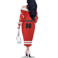 Custom Canada Ringuette Family Matching Off The Shoulder Long Sleeve Dress and Hawaiian Shirt Team Canada Dominates The Game