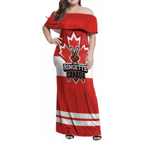 Custom Canada Ringuette Family Matching Off Shoulder Maxi Dress and Hawaiian Shirt Team Canada Dominates The Game