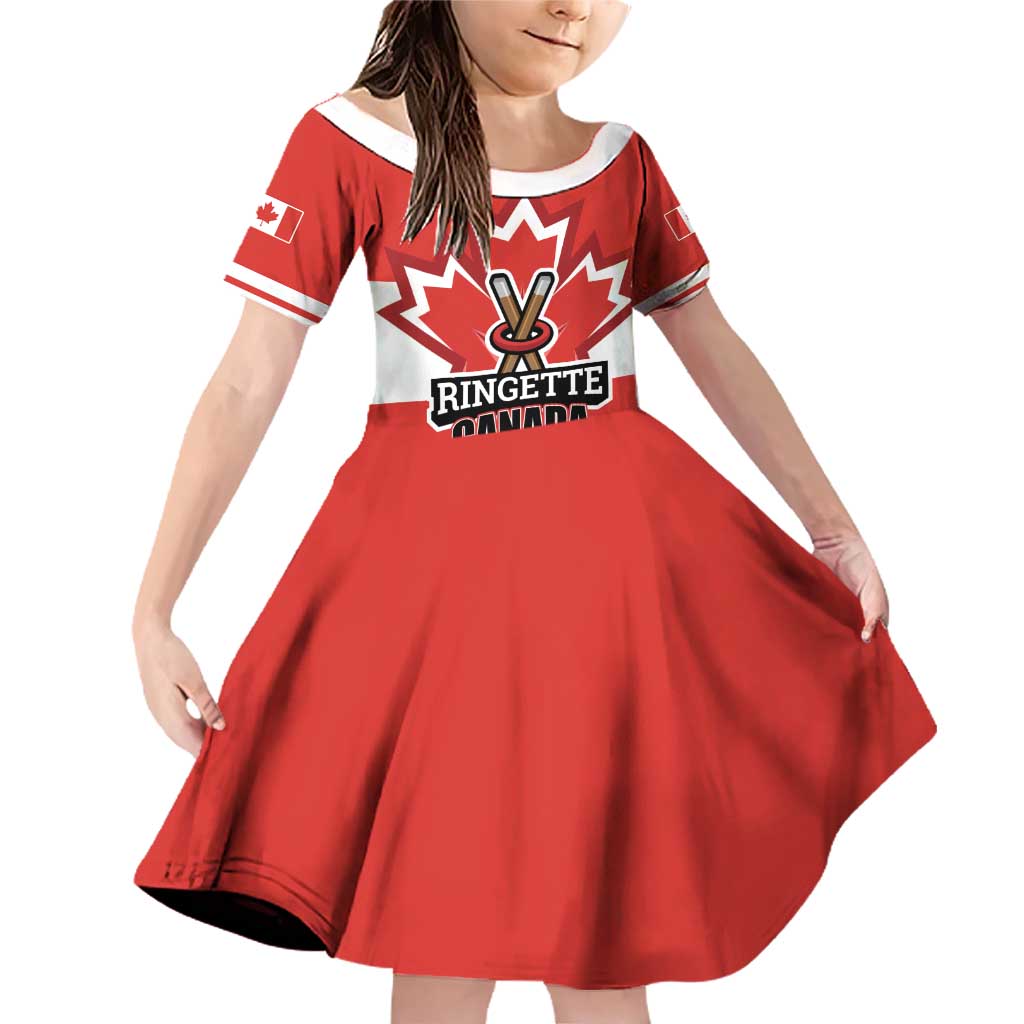 Custom Canada Ringuette Family Matching Off Shoulder Short Dress and Hawaiian Shirt Team Canada Dominates The Game