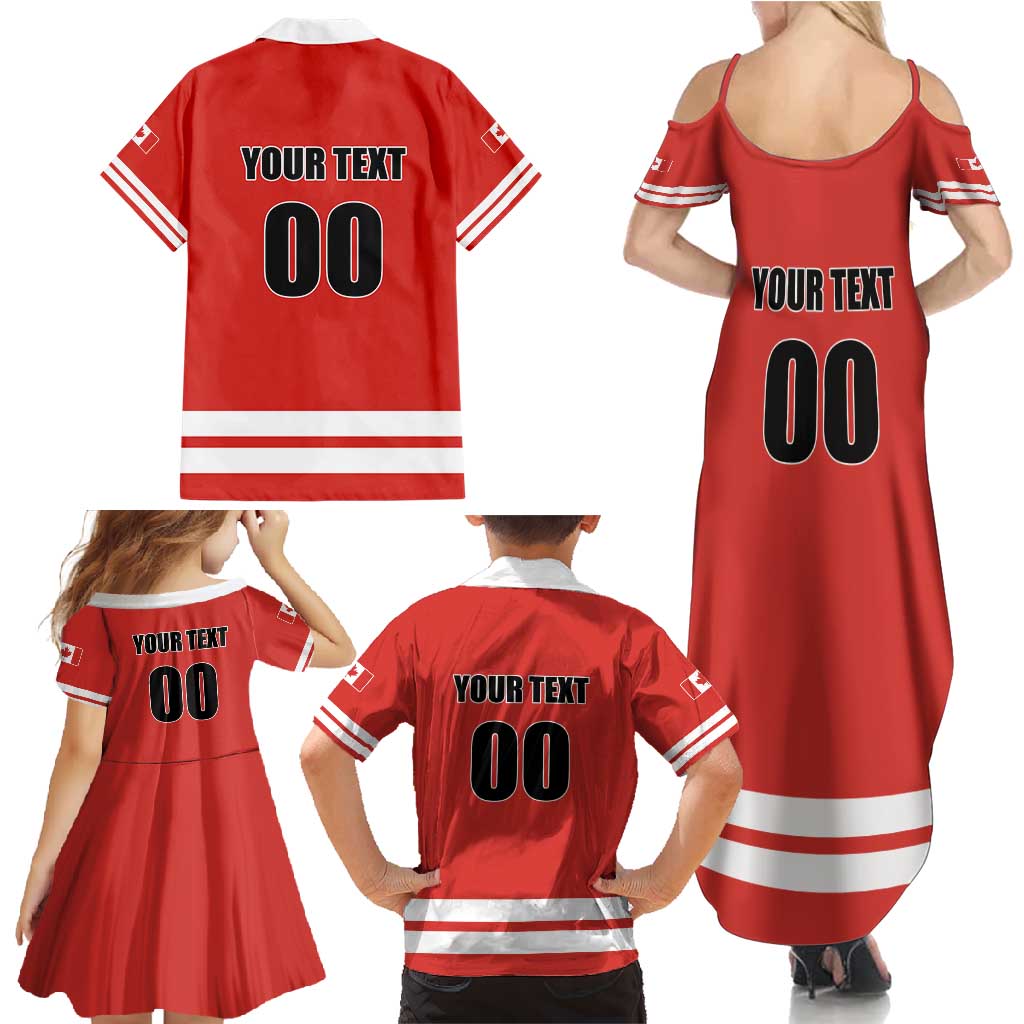 Custom Canada Ringuette Family Matching Summer Maxi Dress and Hawaiian Shirt Team Canada Dominates The Game