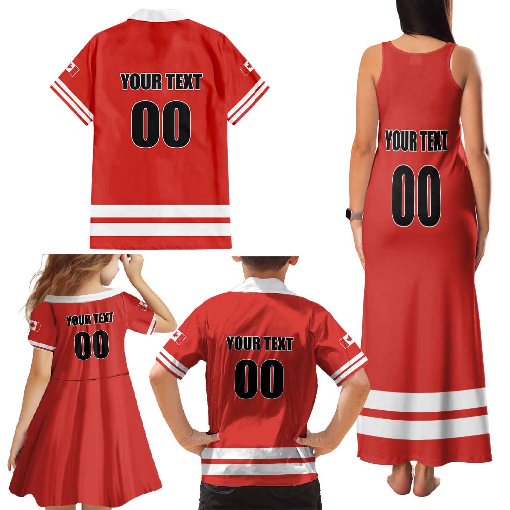 Custom Canada Ringuette Family Matching Tank Maxi Dress and Hawaiian Shirt Team Canada Dominates The Game