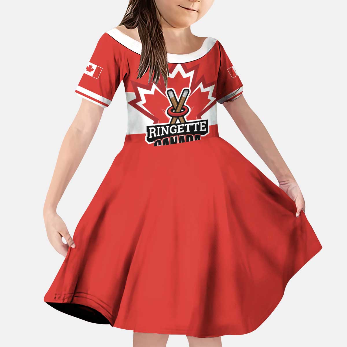 Custom Canada Ringuette Kid Short Sleeve Dress Team Canada Dominates The Game
