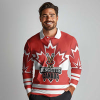 Custom Canada Ringuette Long Sleeve Polo Shirt Team Canada Dominates The Game
