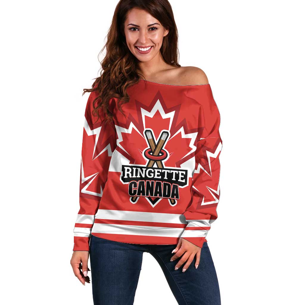 Custom Canada Ringuette Off Shoulder Sweater Team Canada Dominates The Game