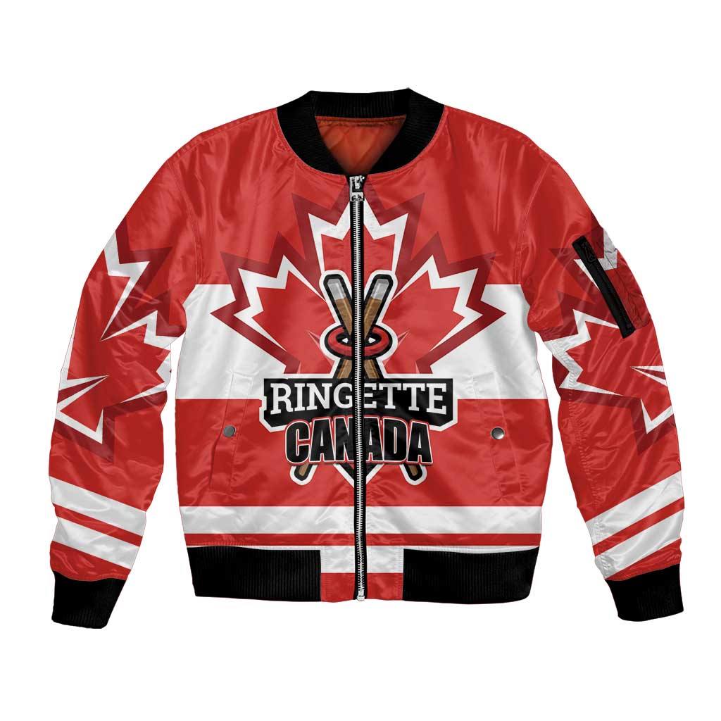 Custom Canada Ringuette Sleeve Zip Bomber Jacket Team Canada Dominates The Game