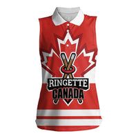 Custom Canada Ringuette Women Sleeveless Polo Shirt Team Canada Dominates The Game