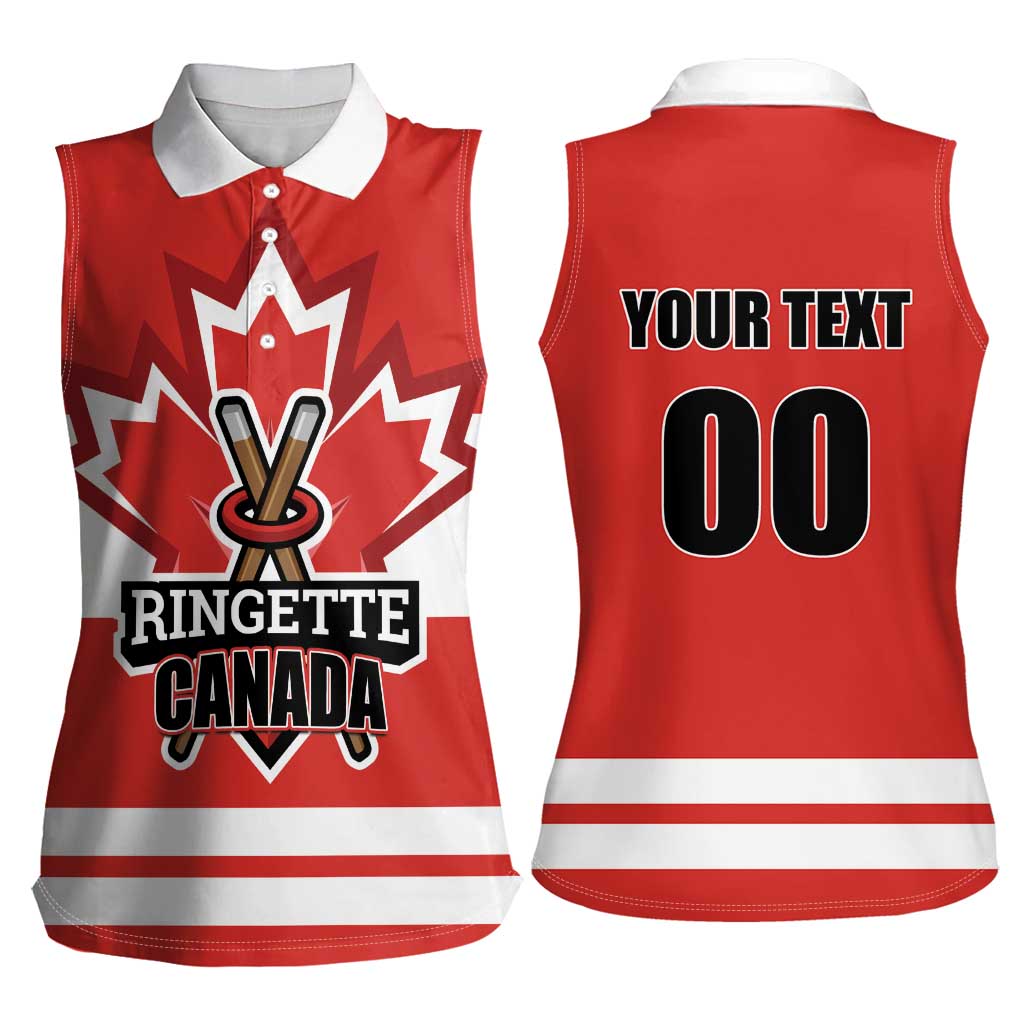 Custom Canada Ringuette Women Sleeveless Polo Shirt Team Canada Dominates The Game