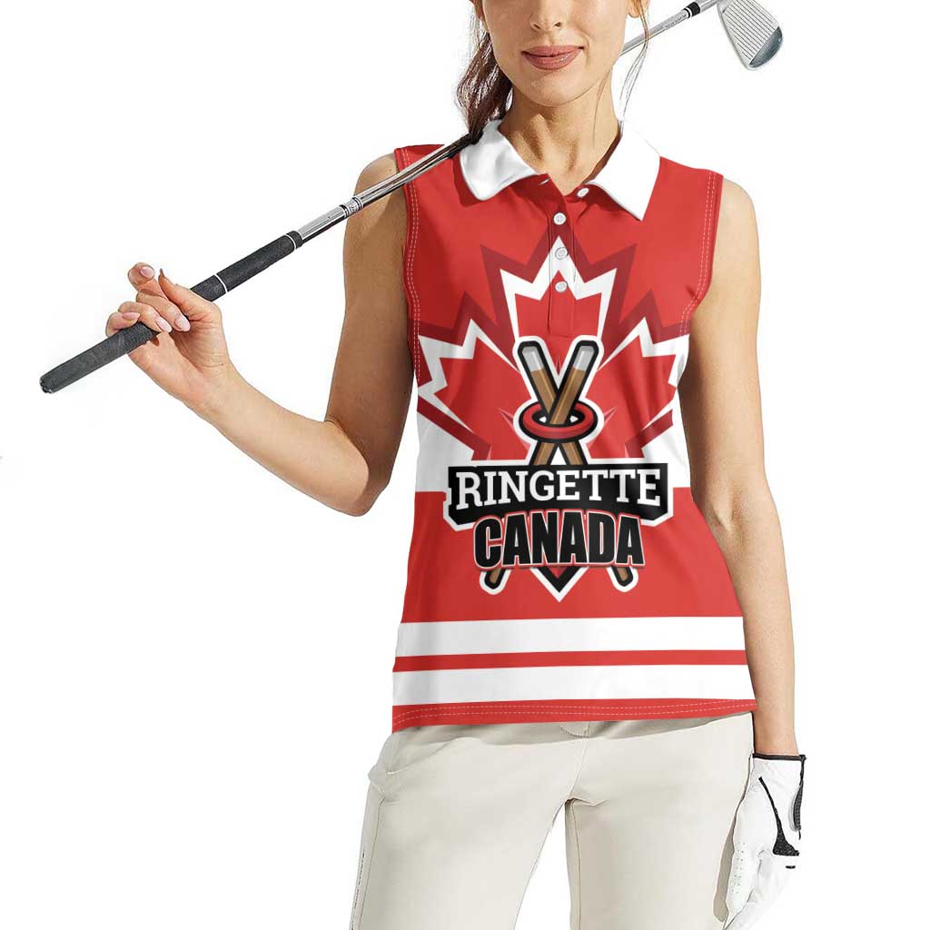 Custom Canada Ringuette Women Sleeveless Polo Shirt Team Canada Dominates The Game